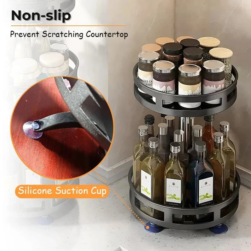 360°Rotation Spice Rack Organizer Jar Cans Non-Skid Storage Tray for Seasonings Kitchen storage rack Kitchen Accessories