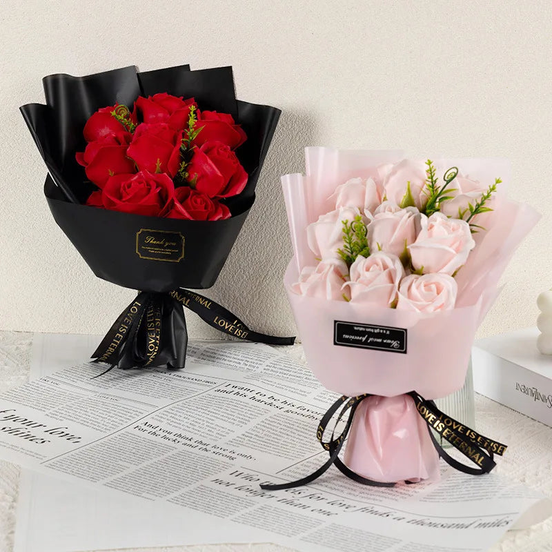 Silk Soap Flower Rose Bouquet Artificial Flower for Home Wedding Birthday Party Valentine's Day DIY Gift Home Decoration