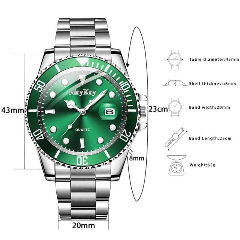 Fashion Men Business Watches Stainless Steel Band Men Calendar Quartz Watch Casual Clock Sports Wristwatch Reloj Hombre