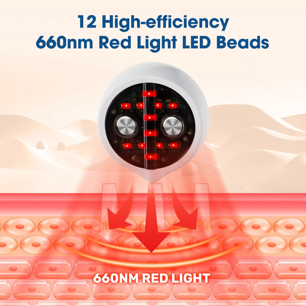 660nm Red Light Eye Massager with EMS Anti-Aging Eye Care Device Reduce Bags & Dark Circles Portable Eye Rejuvenation Pads