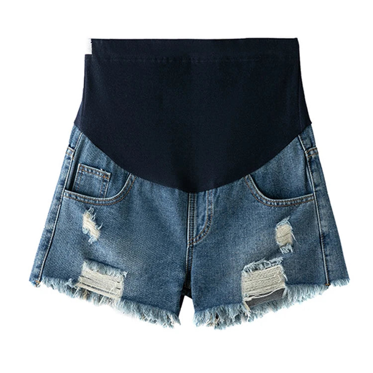 Large Size Maternity Shorts High Waisted Elastic Pregnancy Denim Pants Summer Short Jeans for Pregnant Women