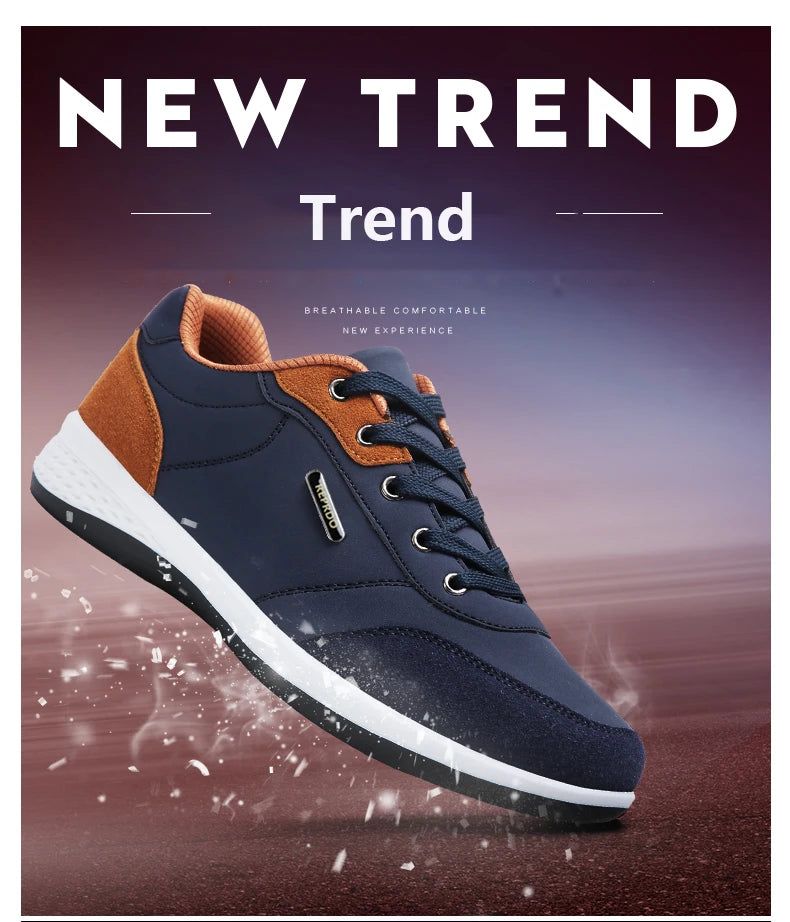 YRZL Men Shoes Spring Autumn Waterproof Walking Sneakers Leisure Male Leather Sports Shoes Non-Slip Footwear Tennis for Men