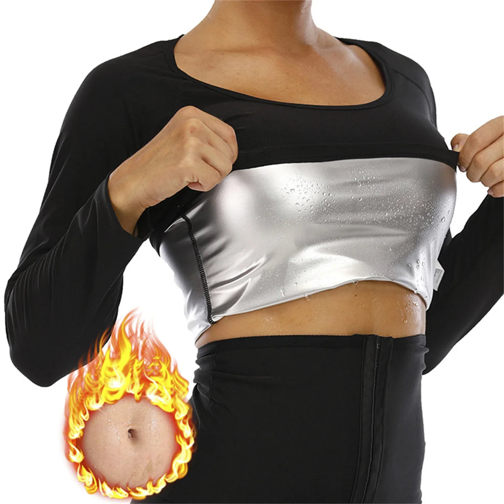 Women Sauna Suit Fitness Exercise Sauna Sweat Suit Long Sleeve Sauna Top Sweat  for Women