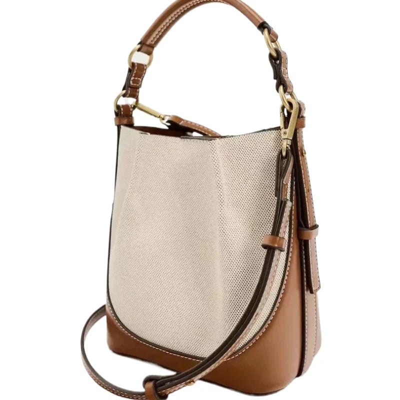 2025 Women's Large Capacity Bucket Bag with Wide Shoulder Strap Single Shoulder Handbag Drawstring Handheld Crossbody Bag