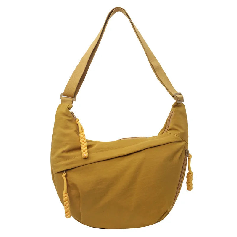 Nylon Crossbody Bags Large Capacity Korean Simplified Shoulder Bag Lightweight Solid Color Dumpling Bag Travel Sports Hobos Bag