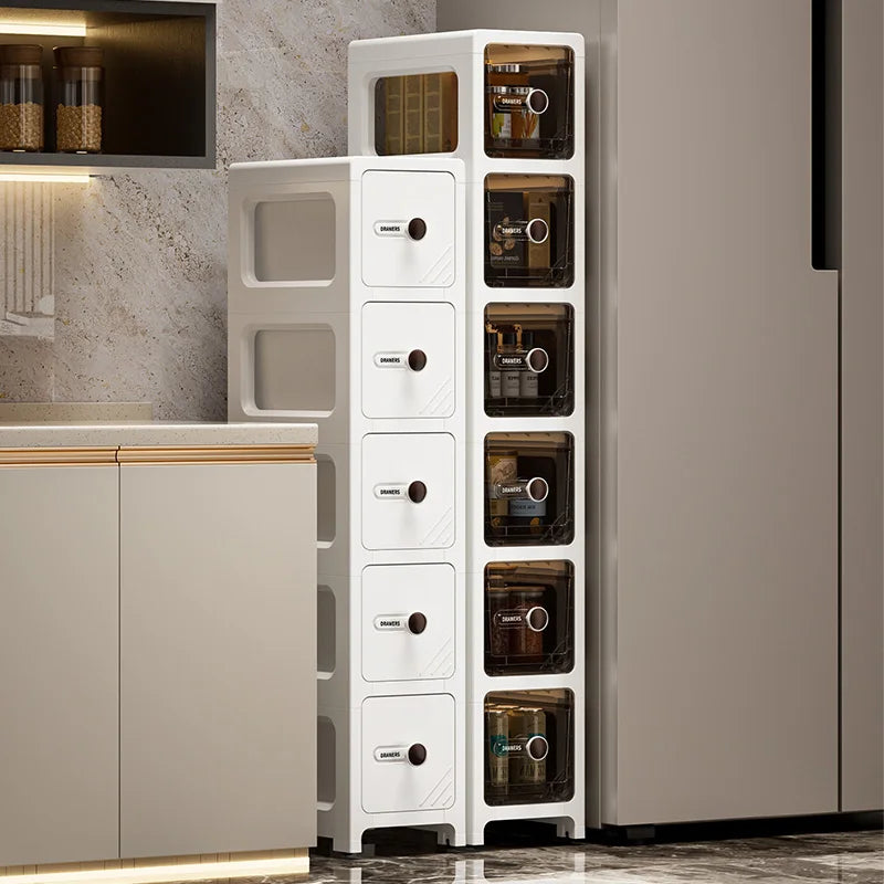 17 cm drawer-type slit storage cabinet, ultra-narrow slit cabinet for refrigerator, multi-layer storage rack for bathroom