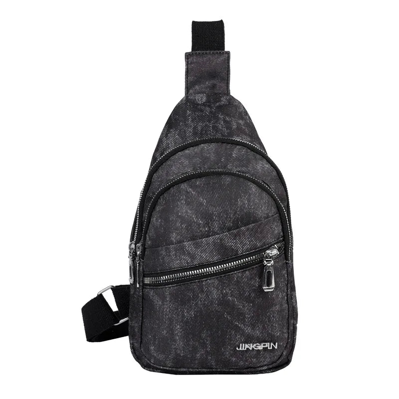 Korean version versatile soft leather men's casual chest bag large capacity travel women's shoulder crossbody bag backpack