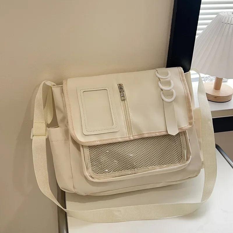 Japanese Harajuku School Bags for Girls New Transparent Itabag Shoulder Crossbody Bag DIY Badges Display Plate Ita Bag