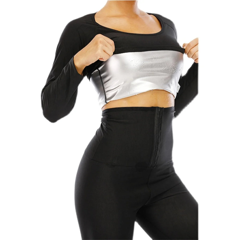 Women Sauna Suit Fitness Exercise Sauna Sweat Suit Long Sleeve Sauna Top Sweat  for Women