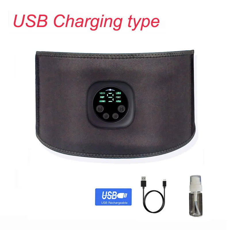 Muscle Stimulator Abdominal Toning Belt Muscle Toner Smart Abs Training Gear USB Charge Body Massager Home Gym Fitness Equipment