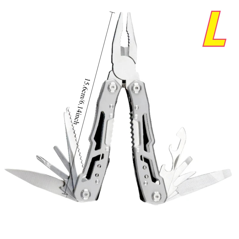 14-In-1 Multitool Folding Pliers Stainless Steel Pocket Knife Camping Outdoor Survival Tools with Nylon Bag EDC Multi-Tool Kit