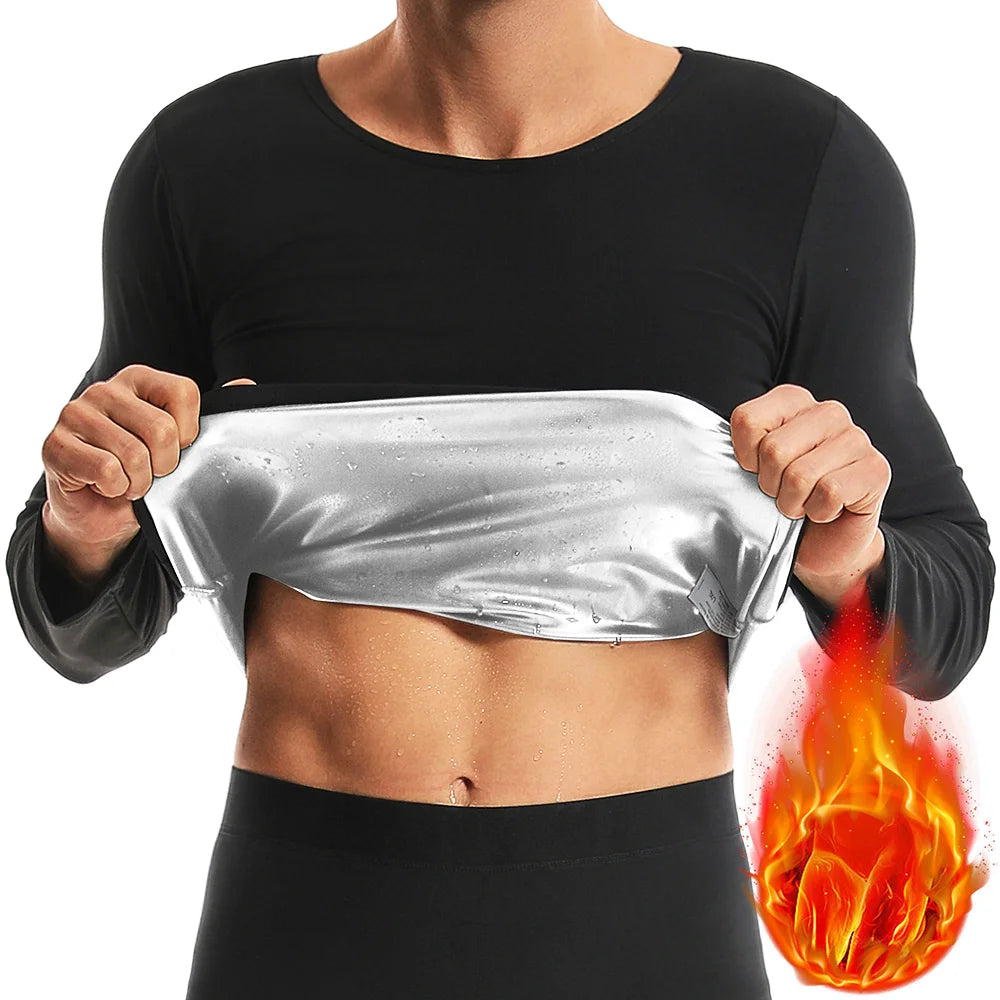 Sauna Weight Loss Sweating Long Sleeves Men Sauna Suit Bodybuilding Tops Gym Workout Corsets Fat Burning Sweat Suit Trimmer