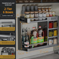 No-Drill Kitchen Multifunctional Seasoning Storage Organizer Wall Mounted Carbon Steel Hanging Rack Pull-Out Spice Jar Holder