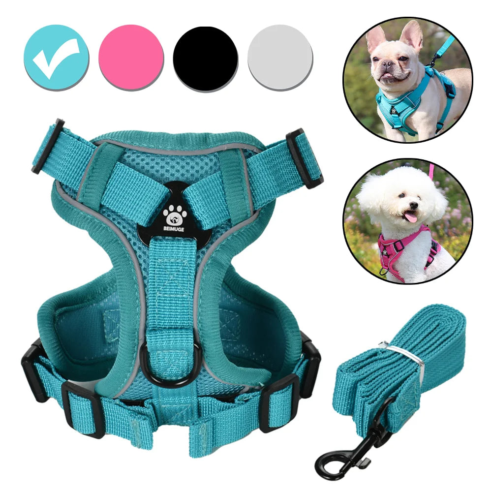 Adjustable Dog Harness Leash Set for Small Medium Dogs Cats Reflective Chest Strap Pets Harnesses Vest Outdoor Puppy Supplies