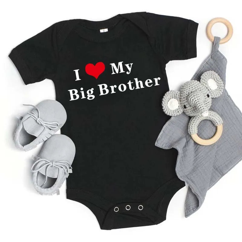 I LOVE MY Big SISTER and Brother Letter Printed Baby Outfit Newborn Short-sleeved Jumpsuit Casual Infant Romper Oneises