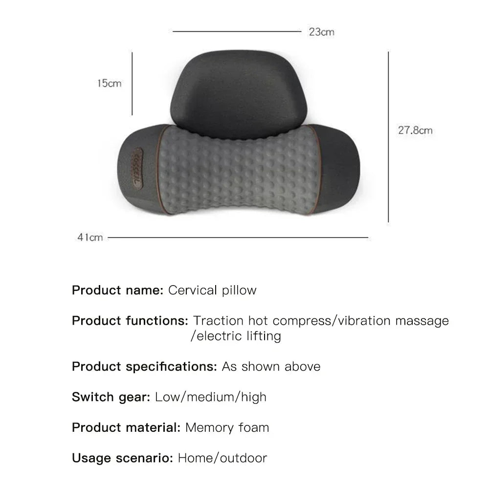 Electric Massager Cervical Pillow Hot Compress Vibration Massage Neck Traction Relax Sleeping Memory Foam Pillow Spine Support
