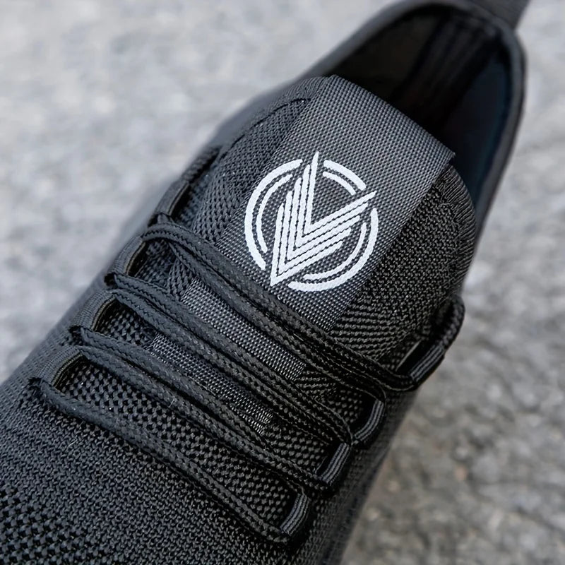Breathable Lightweight Men's Knit Sneakers Slip Resistant Training Shoes for Running Basketball Black White Sports Shoes PU Sole