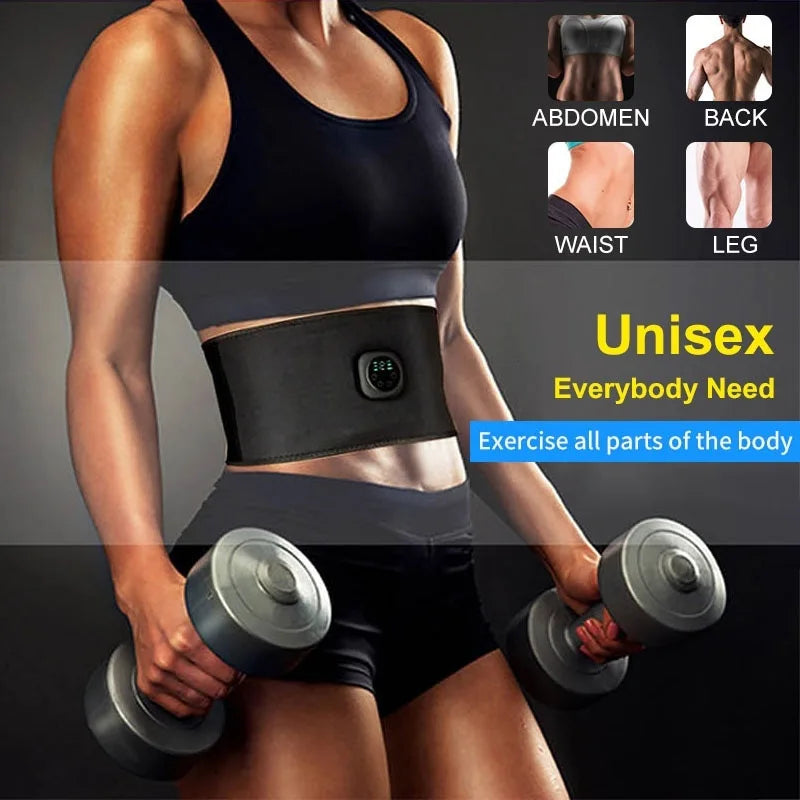 Muscle Stimulator Abdominal Toning Belt Muscle Toner Smart Abs Training Gear USB Charge Body Massager Home Gym Fitness Equipment