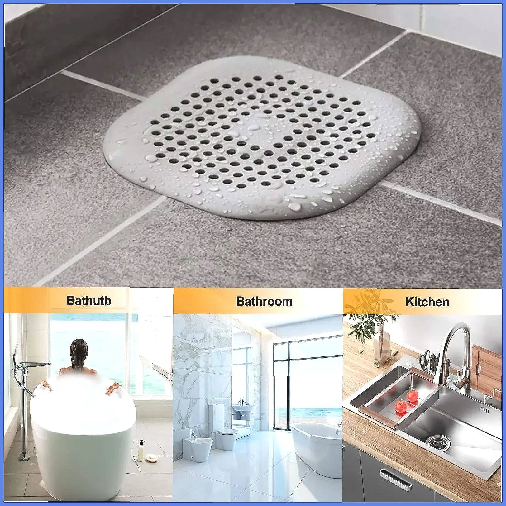 Silicone Shower Drain Hair Catcher Bathtub Sink Strainer Stopper for Kitchen Bathroom Floor Sewer
