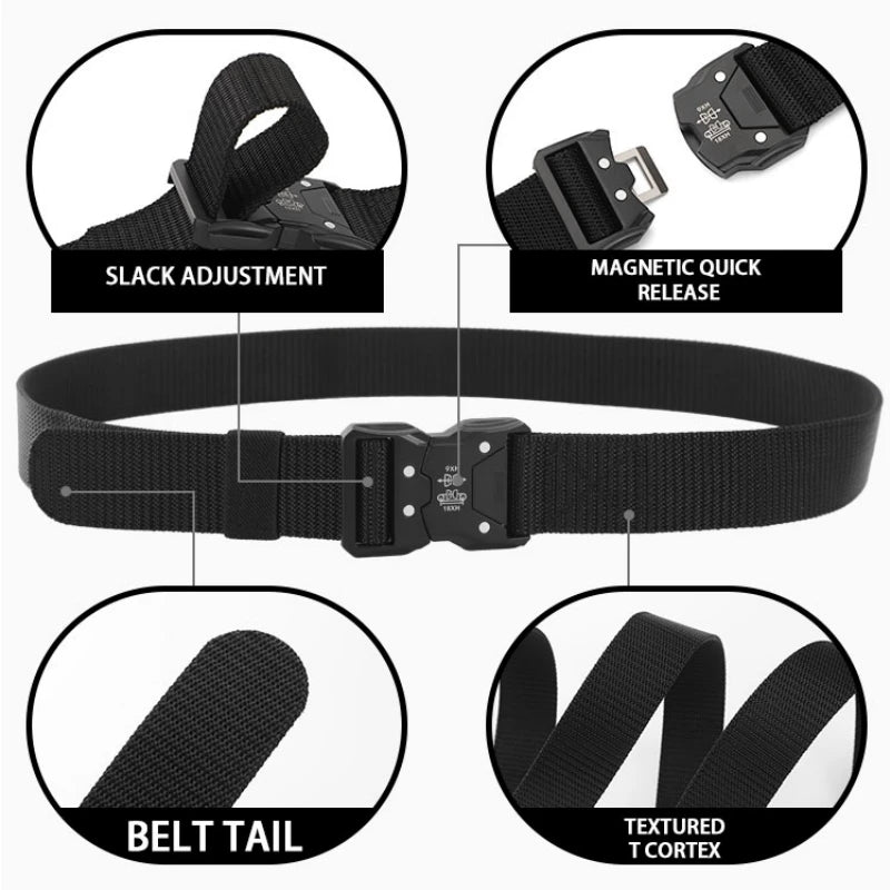 New 1pcs Versatile Men's Tactical Belts - Durable, Adjustable Design - for Outdoor Hunting & Sports Enthusiasts Men Belt