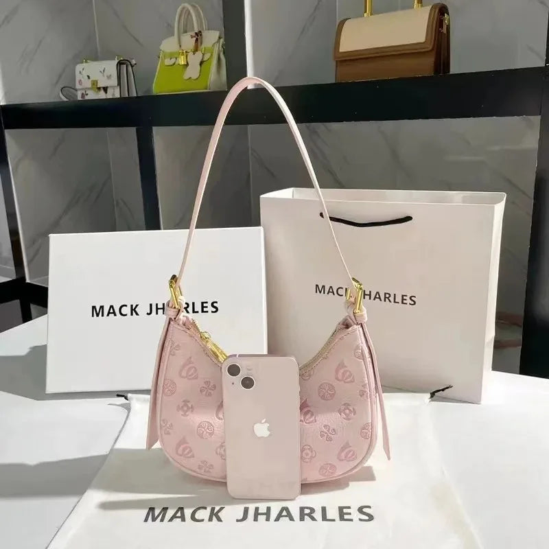 Brand Designer PU Leather Floral Print Women's Shoulder Bag Casual Crossbody Bag Hobos Handbag