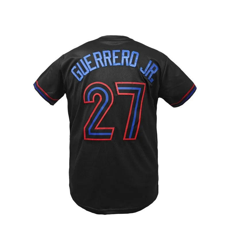 Men's Toronto #27 Embroidered Baseball Jersey Loose Fit V-Neck Short Sleeve Sports Top for Casual Wear, Outdoor Activities