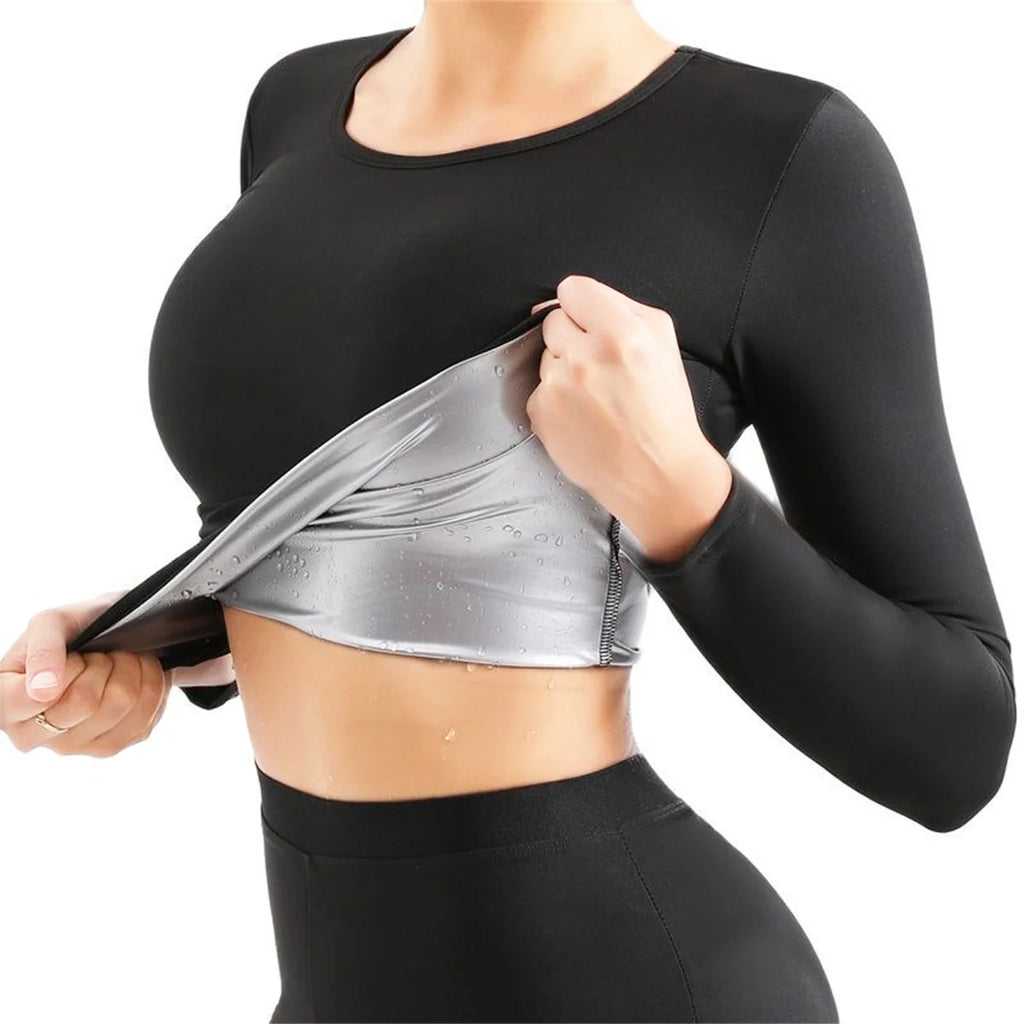 Women Sauna Suit Fitness Exercise Sauna Sweat Suit Long Sleeve Sauna Top Sweat  for Women