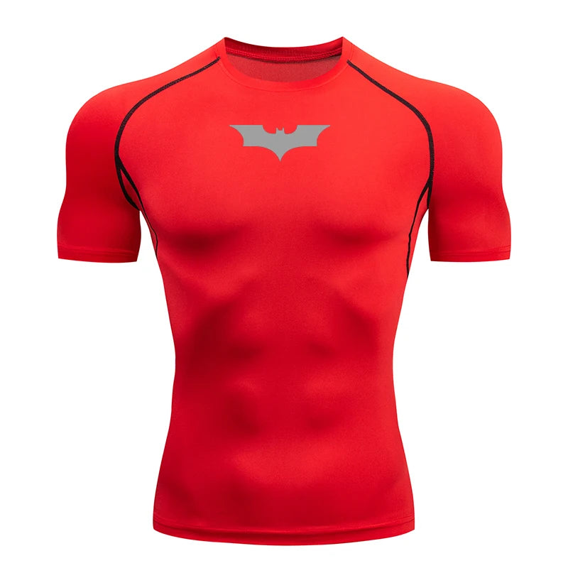 Bat Printed Men's Tight T-Shirt Running Compression Compression T Shirt Gym Fitness Jogging Short Sleeve Male Casual Shirt Tops