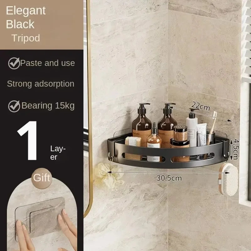Adhensive Bathroom Shampoo Holder Shower Caddy Shelves Storage No Drill Shelf Corner Towel Holder Shelves For