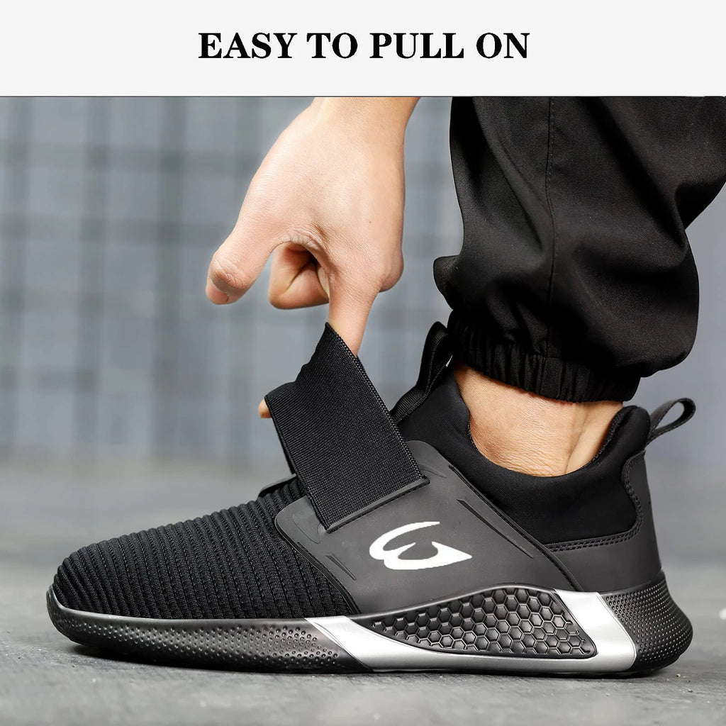 Black Lightweight Work Sneakers Anti-Impact And Anti-Piercing Safety Shoes Comfortable Breathable Construction Working Boots
