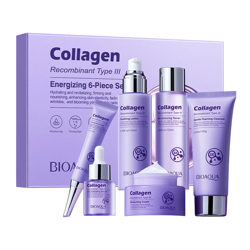 Anti-Wrinkle Skincare Six-Piece Set Collagen Anti-Aging And Firming Skincare Including Eye Cream Face Cream, Toner Lotion Serum