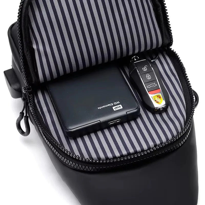 Trendy and Fashionable Chest Bag Solid Color Men Minimalist Chest Bag Outdoor Casual Fashion One Shoulder Crossbody Bag
