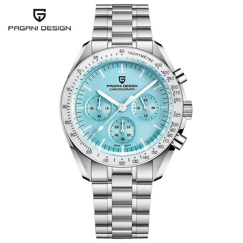 PAGANI DESIGN 2026 New Moon Men's Watches Luxury Quartz Watch For Men VK63 Chronograph AR Sapphire Mirror Ceramic Bezel Luminous
