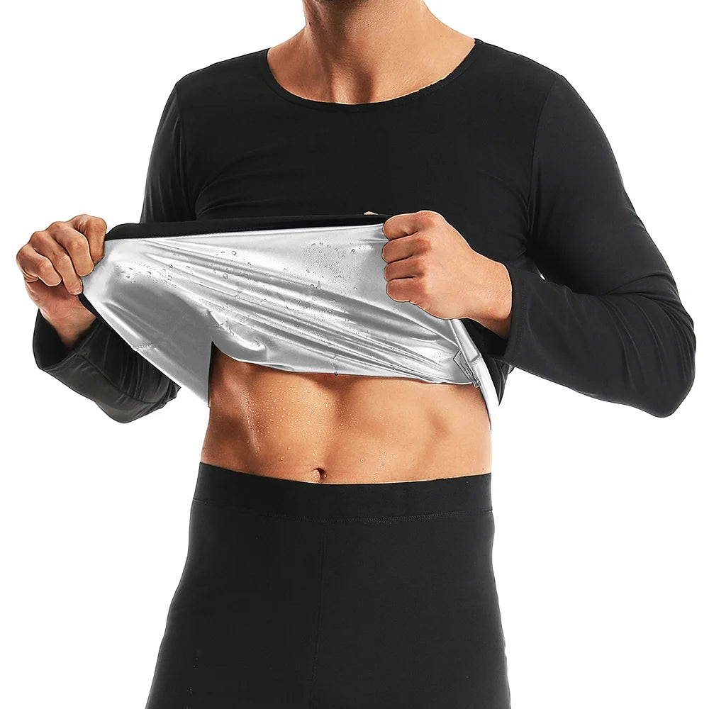 Sauna Weight Loss Sweating Long Sleeves Men Sauna Suit Bodybuilding Tops Gym Workout Corsets Fat Burning Sweat Suit Trimmer