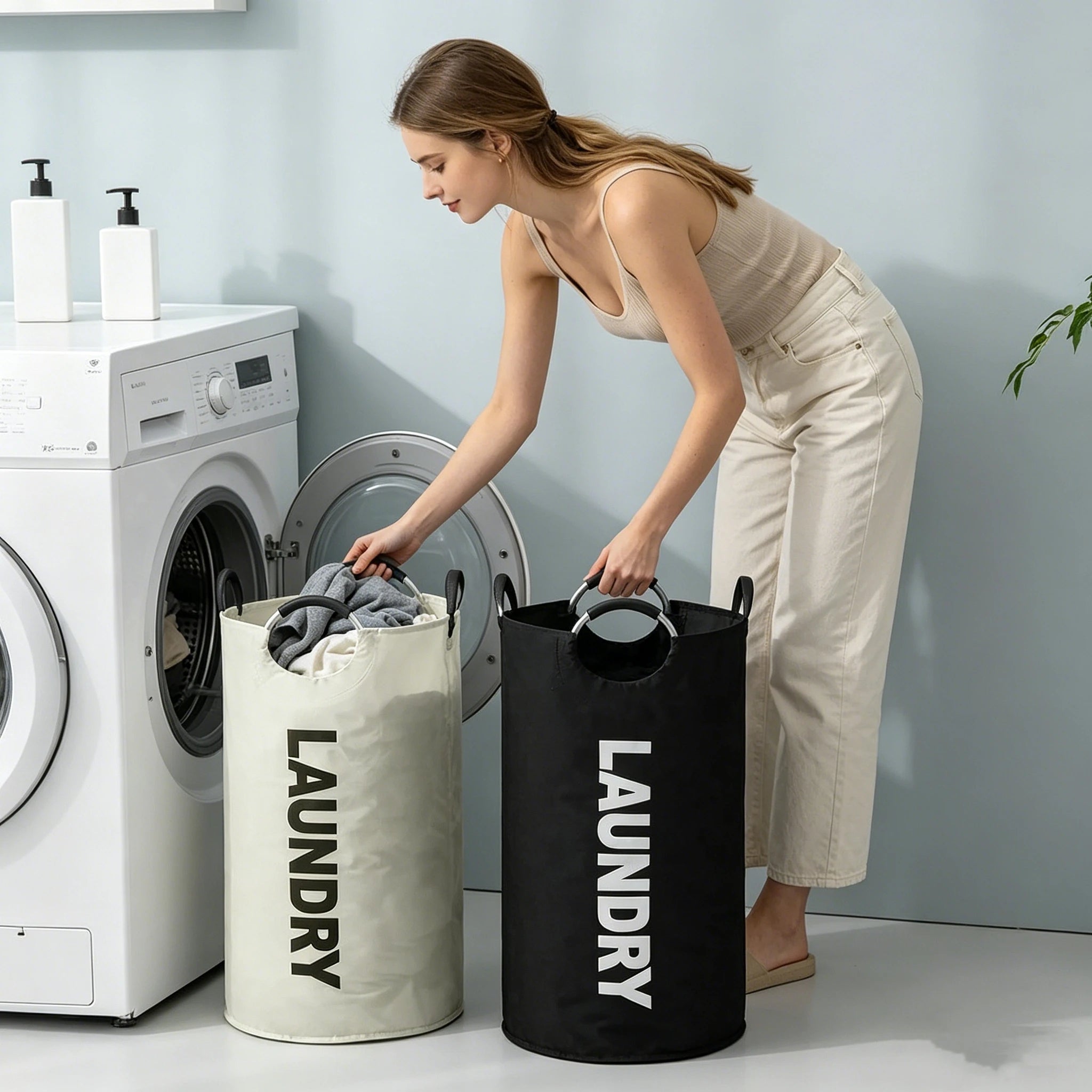 Extra-Large Waterproof Laundry Basket with Padded Handle - Foldable, Multi-Purpose Storage for Bathroom, Laundry Room, Balcony