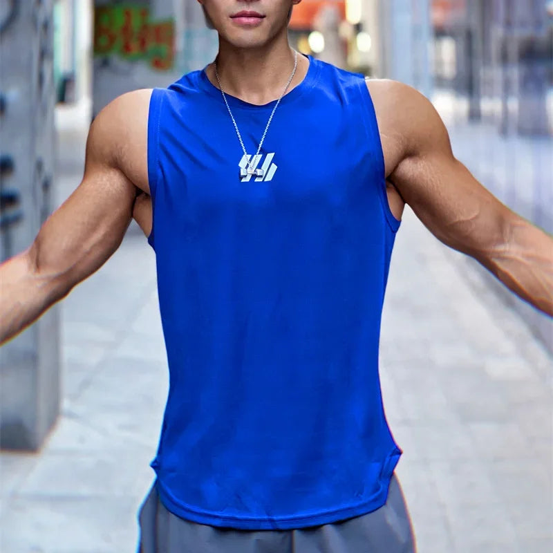Summer Men's Gym Tank Top Fitness Training Clothing Quick-drying Loose Bodybuilding Sleeveless Shirt Men Fashion Basketball Vest