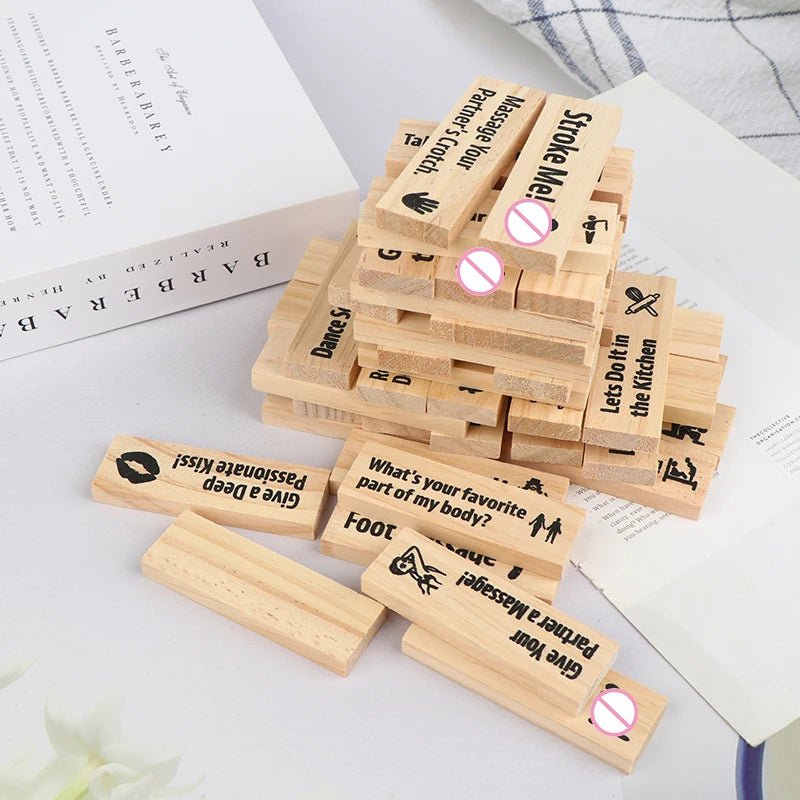New 48Pcs Dating Building Blocks For Date Nights Valentines And Adult Party Games Tower Game Deluxe Naughty Wooden Couple Toys