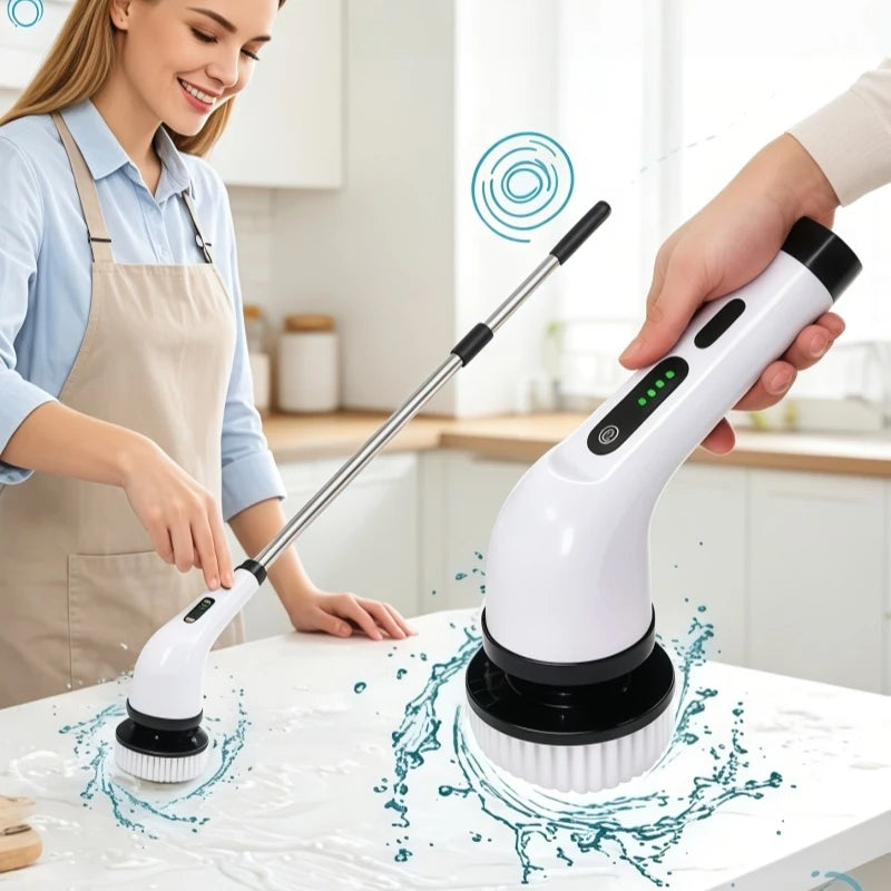 Cordless Electric Spin Scrubber, Multipurpose Household Power Brush for Kitchen Bathroom Toilet Tile Grout