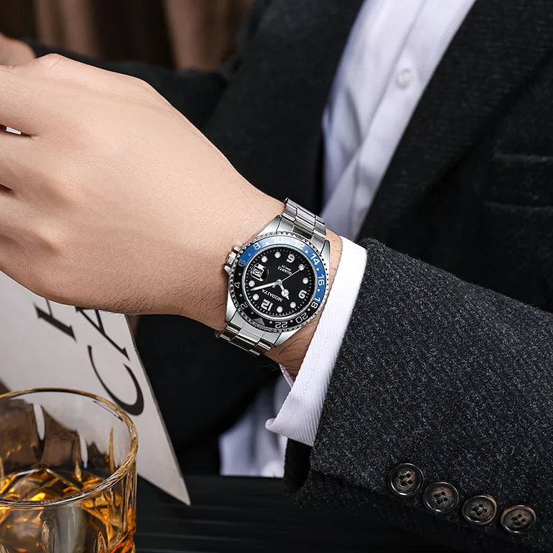 Fashion Men Business Watches Casual Silicone Band Calendar Quartz Watch Steel Wristwatch for Male Clock Reloj Hombre