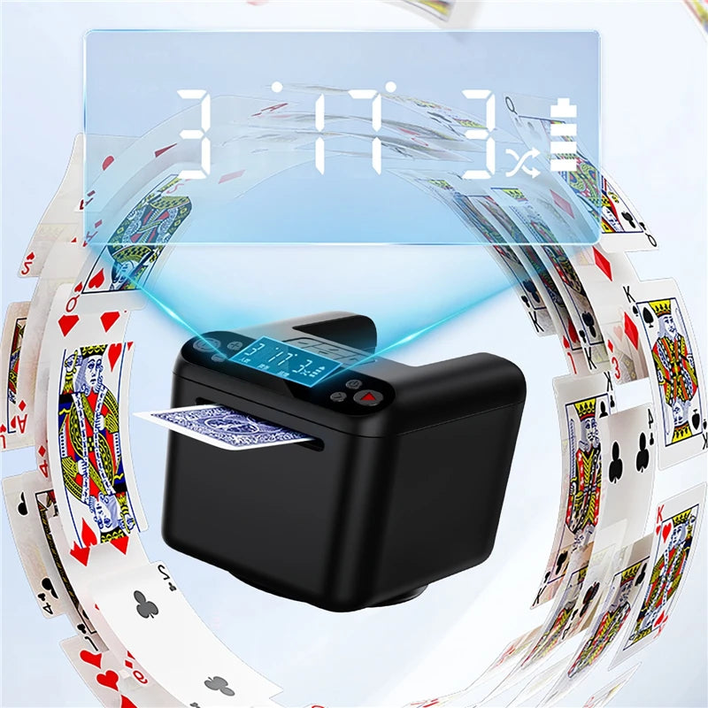 Smart Automatic Card Dealing Machine 360° Rotating Playing Cards Dispenser Poker Device 5000mAh for 2-12 Player Party Games