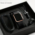 Men's LED Square Watch And Jewelry Set Birthday Gift Non-Smartwatch Box Not Included