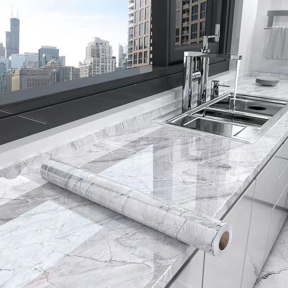 40cm kitchen waterproof and oil resistant PVC self-adhesive marble wall sticker easy to clean home decoration wall sticker