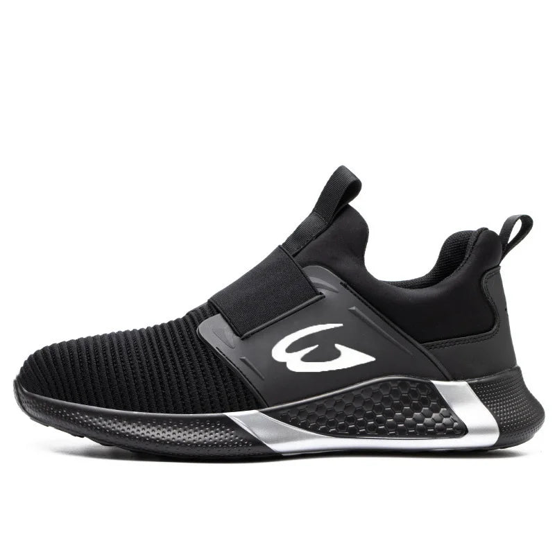 Black Lightweight Work Sneakers Anti-Impact And Anti-Piercing Safety Shoes Comfortable Breathable Construction Working Boots