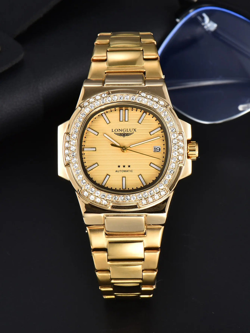 LONGLUX automatic man watch diamond watch luxury stainless steel wholesale mechanical watches day date waterproof man watch