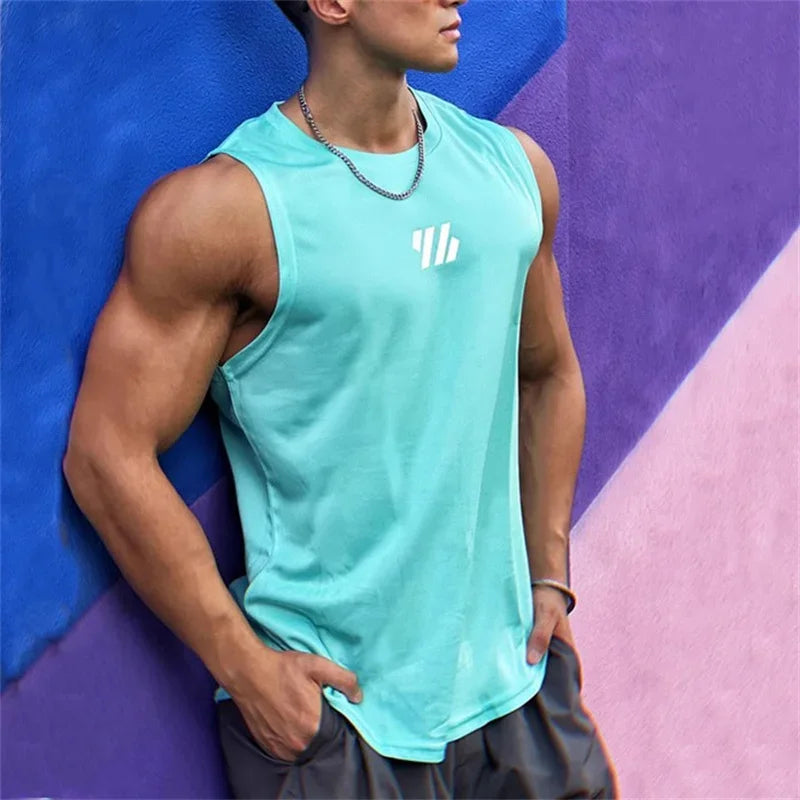 Summer Men's Gym Tank Top Fitness Training Clothing Quick-drying Loose Bodybuilding Sleeveless Shirt Men Fashion Basketball Vest
