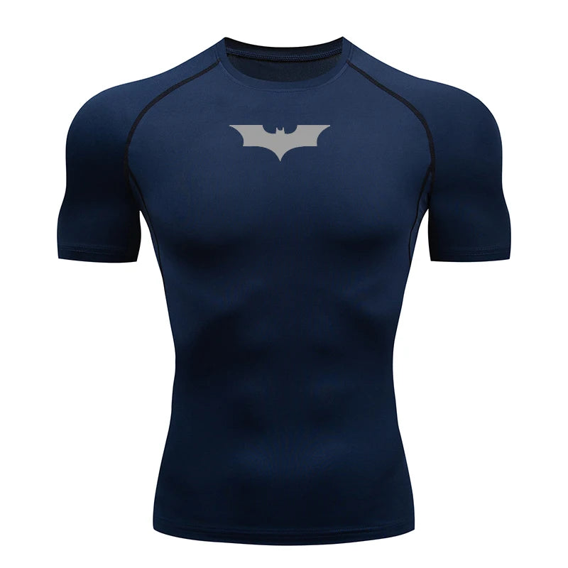 Bat Printed Men's Tight T-Shirt Running Compression Compression T Shirt Gym Fitness Jogging Short Sleeve Male Casual Shirt Tops