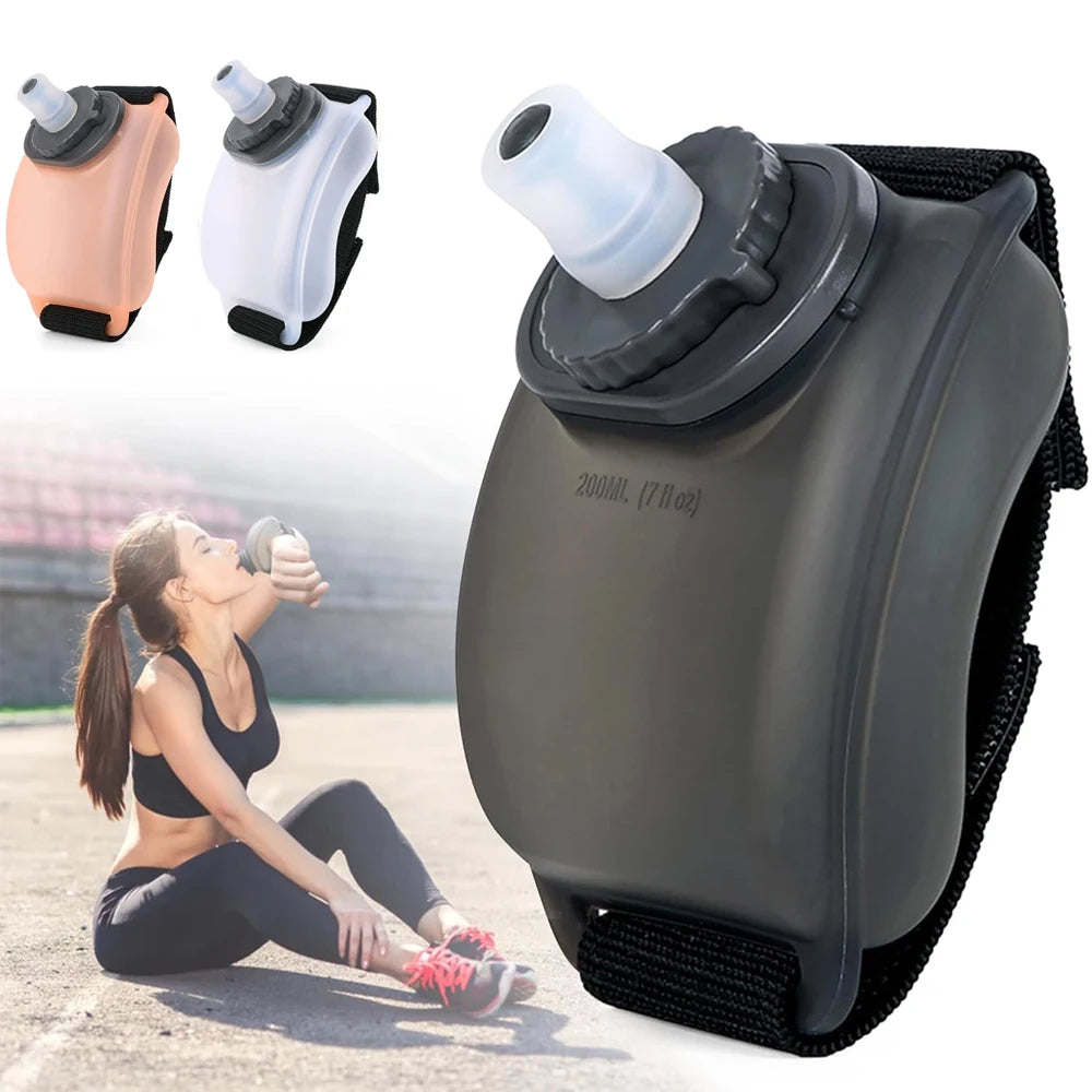 Wrist Water Bottle,Wearable HandsFree Silicone 200 ml Running Water Bottle,Portable Fitness Cycling Marathon Rock Climbing