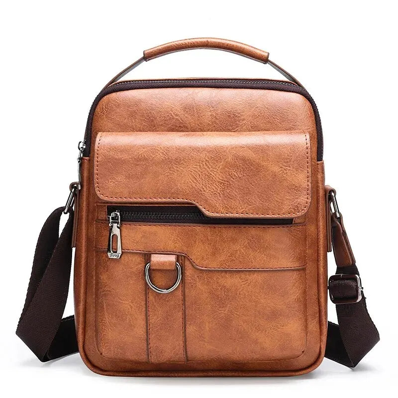 Luxury Brand Vintage Crossbody Bag Leather Shoulder Bag For Men Handbags Brown Black Business Messenger Side Bag Male Flap