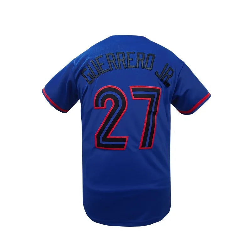 Men's Toronto #27 Embroidered Baseball Jersey Loose Fit V-Neck Short Sleeve Sports Top for Casual Wear, Outdoor Activities