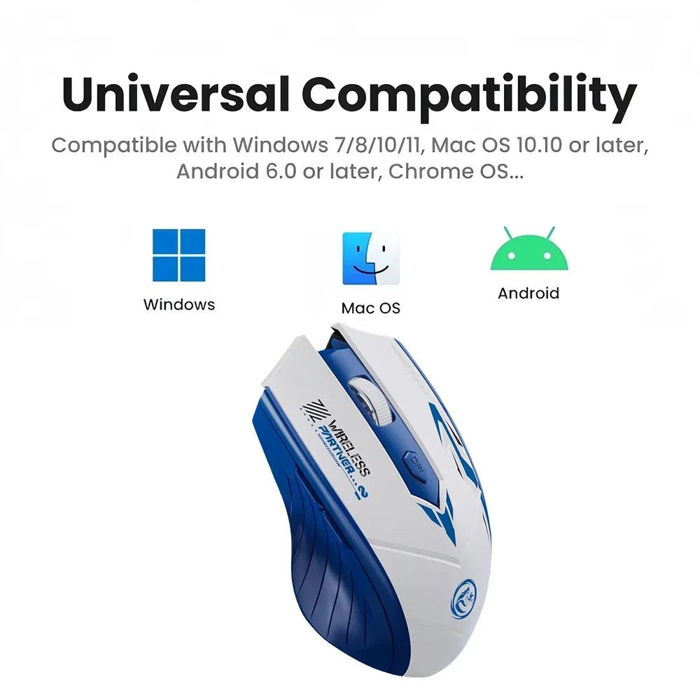Wireless Gaming Mouse 2.4G USB Silent Mouse Dual Mode Bluetooth Rechargeable 1600DPI Mouse Computer Silent Mice for PC Laptop